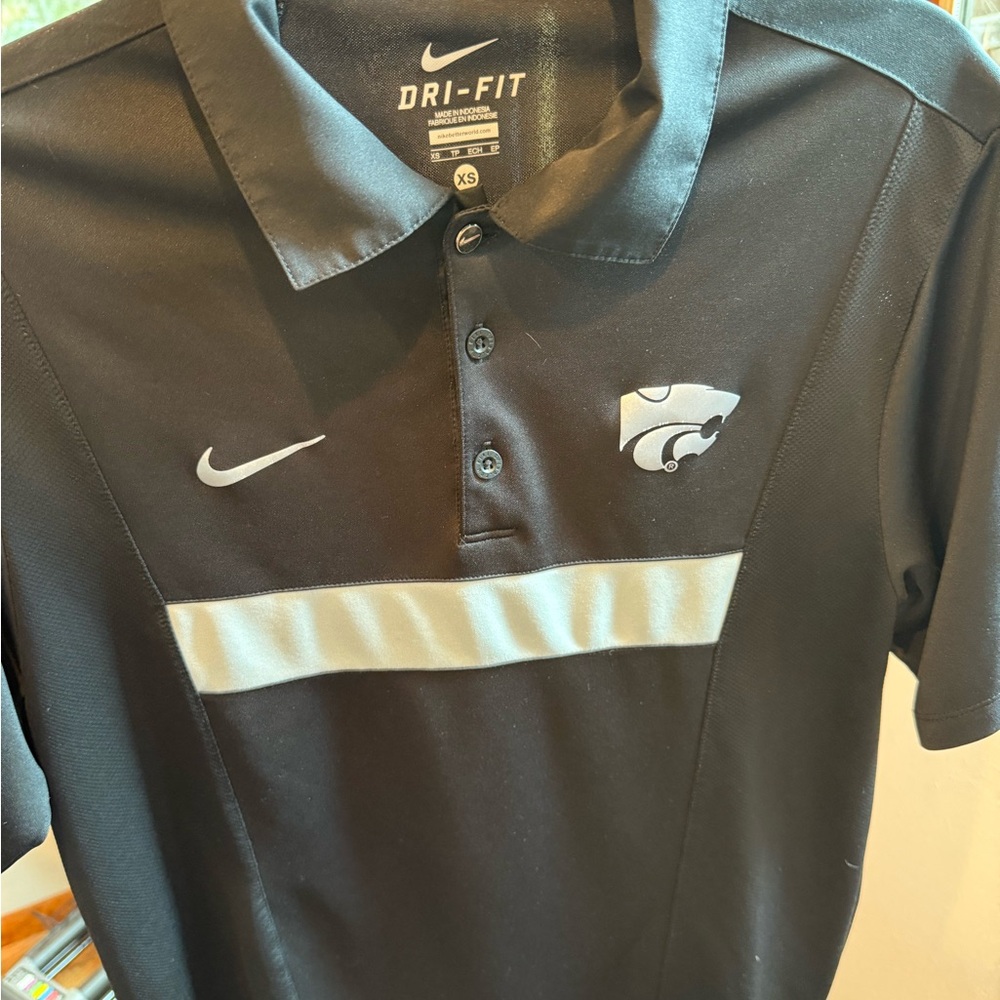 Nike Kansas State dri fit Black Polo with “Track & Field” embroidery